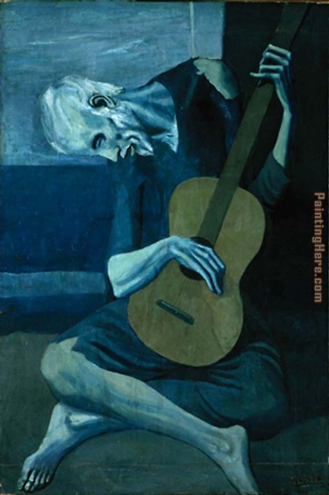 The Old Guitarist painting - Pablo Picasso The Old Guitarist art painting The Old Guitarist painting - Pablo Picasso The Old Guitarist art painting